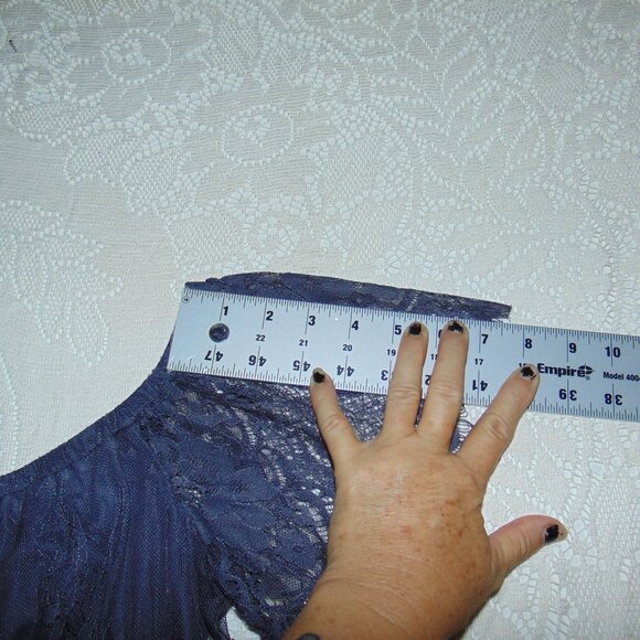 American Eagle Tunic blouse lace womens scalloped cottagecore Whimsigoth blue M - Picture 8 of 11